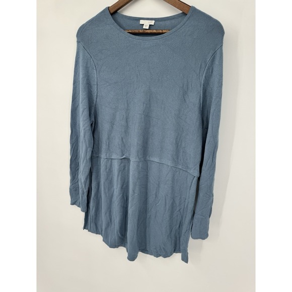 J jill wool Soft Blue Long Sleeve Tunic Top Flowy Swing Hem Casual Minimalist XL - Picture 3 of 11